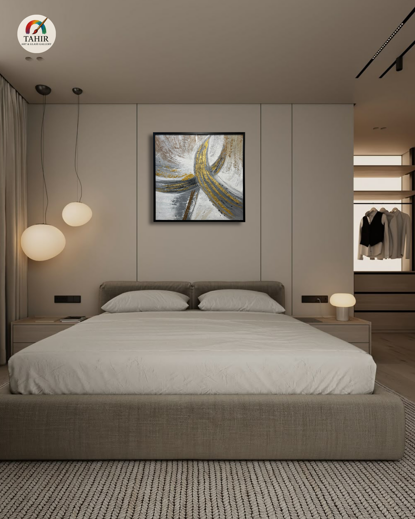 "Imported Luxe Flow – Hand-Painted Abstract Textured Wall Art" 36 × 36 inches