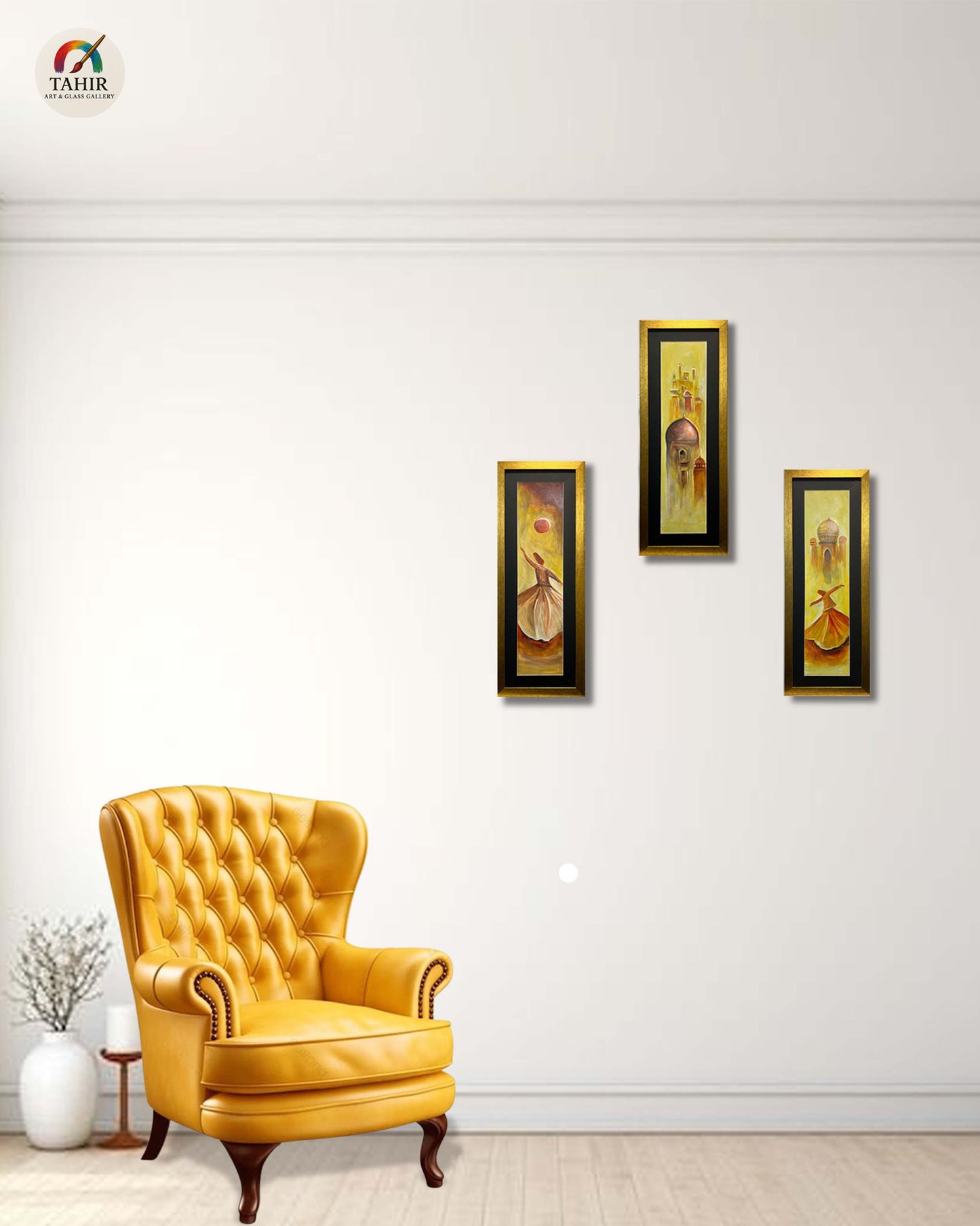 "Whirling Soul โ Sufi & Islamic Architecture Triptych (Set of 3 | 12 x 30 Inches Each)"