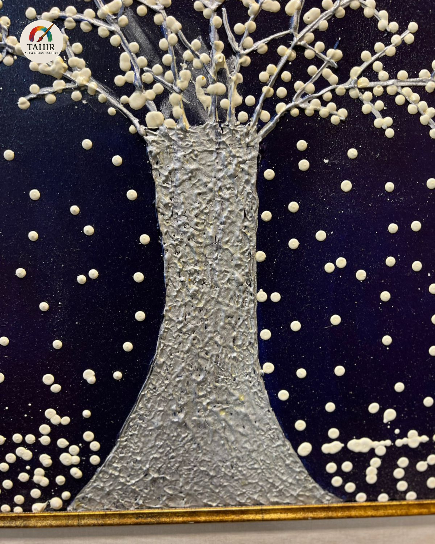 White Tree in Snow – Textured Handmade Painting (30x30 inches)