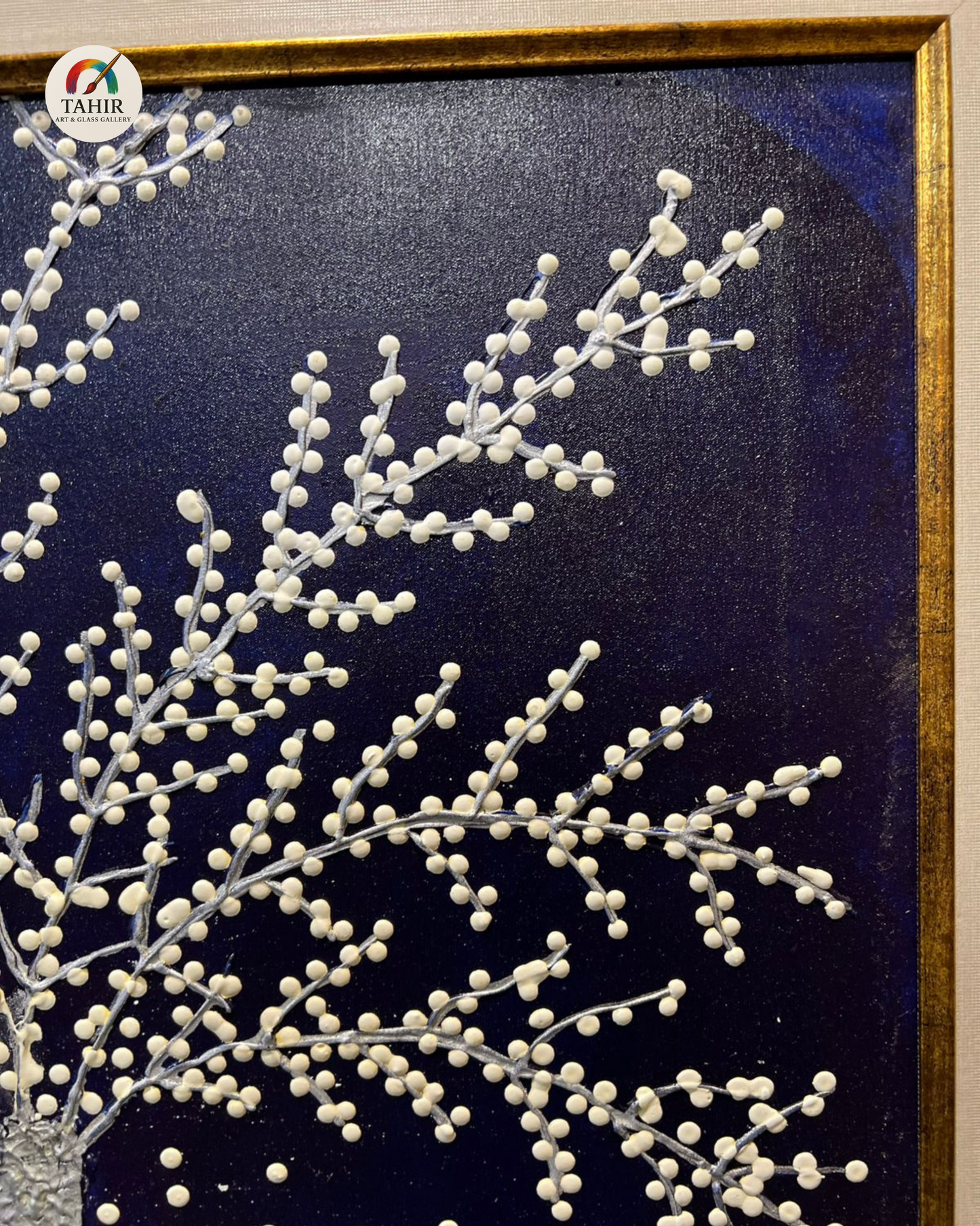 White Tree in Snow – Textured Handmade Painting (30x30 inches)