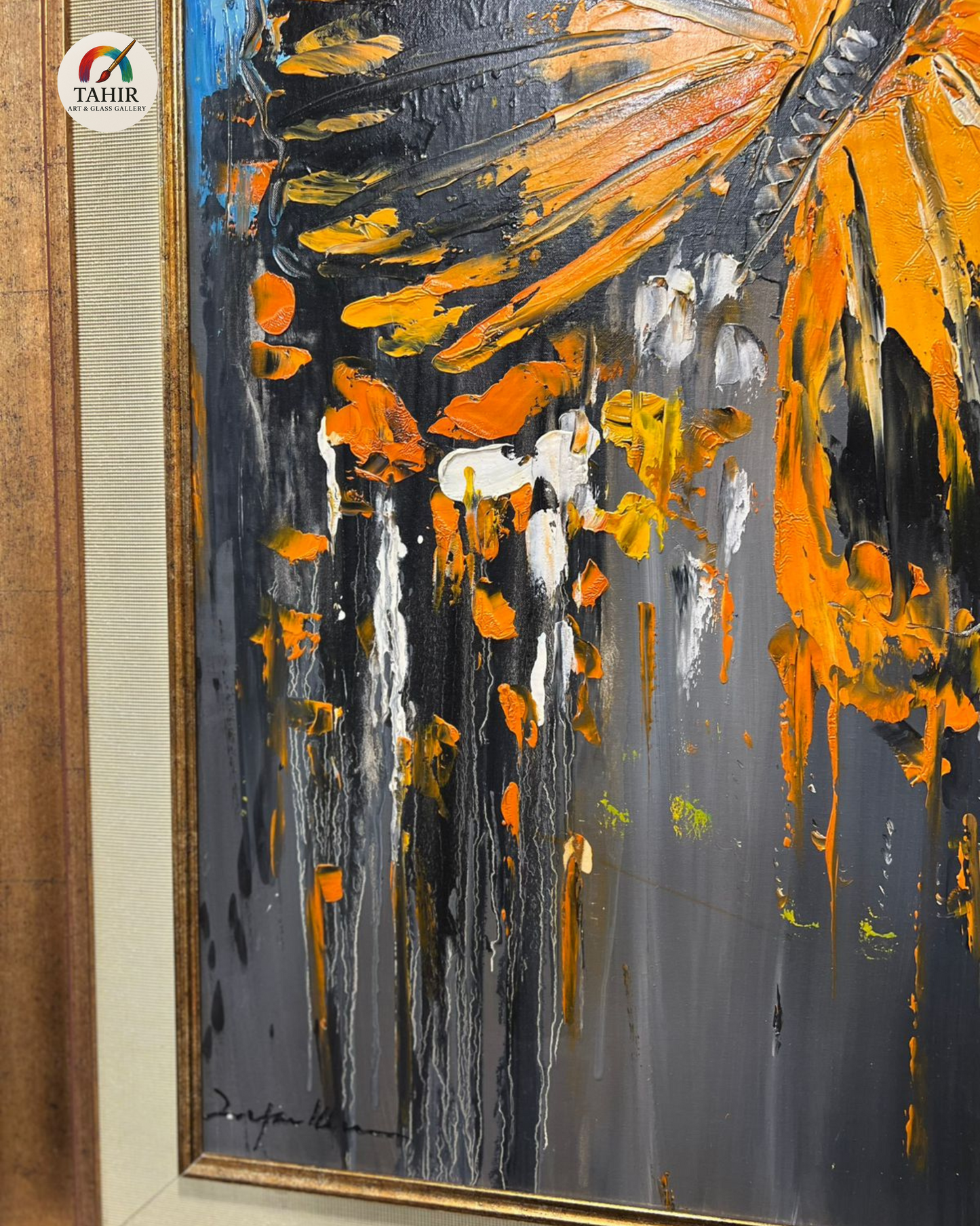 "Golden Elegance – Hand-Painted Butterfly Art on Canvas" size (30x42")
