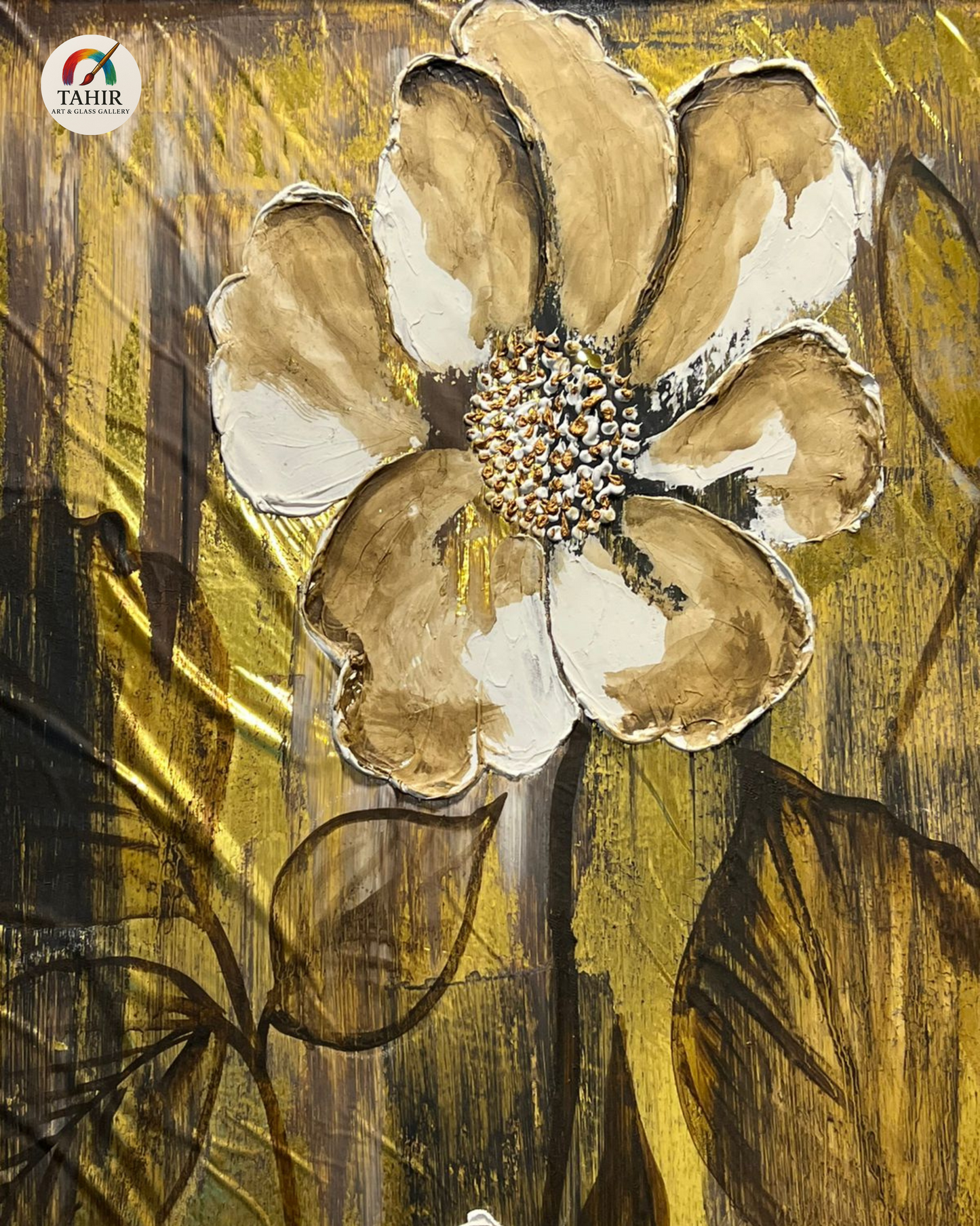 Golden Bloom – Vertical Floral Canvas | 24x48" Framed Art