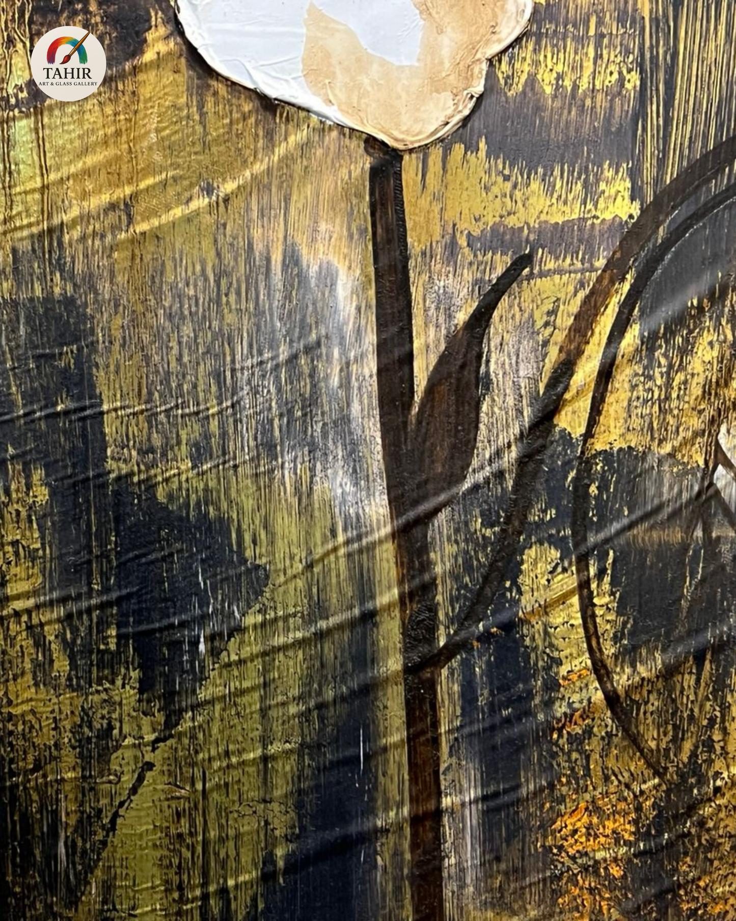 Golden Bloom – Vertical Floral Canvas | 24x48" Framed Art