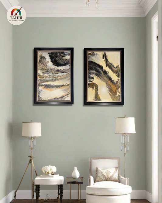 2-Piece Abstract Wall Art Set – 30x42" (Each) | Neutral Tones