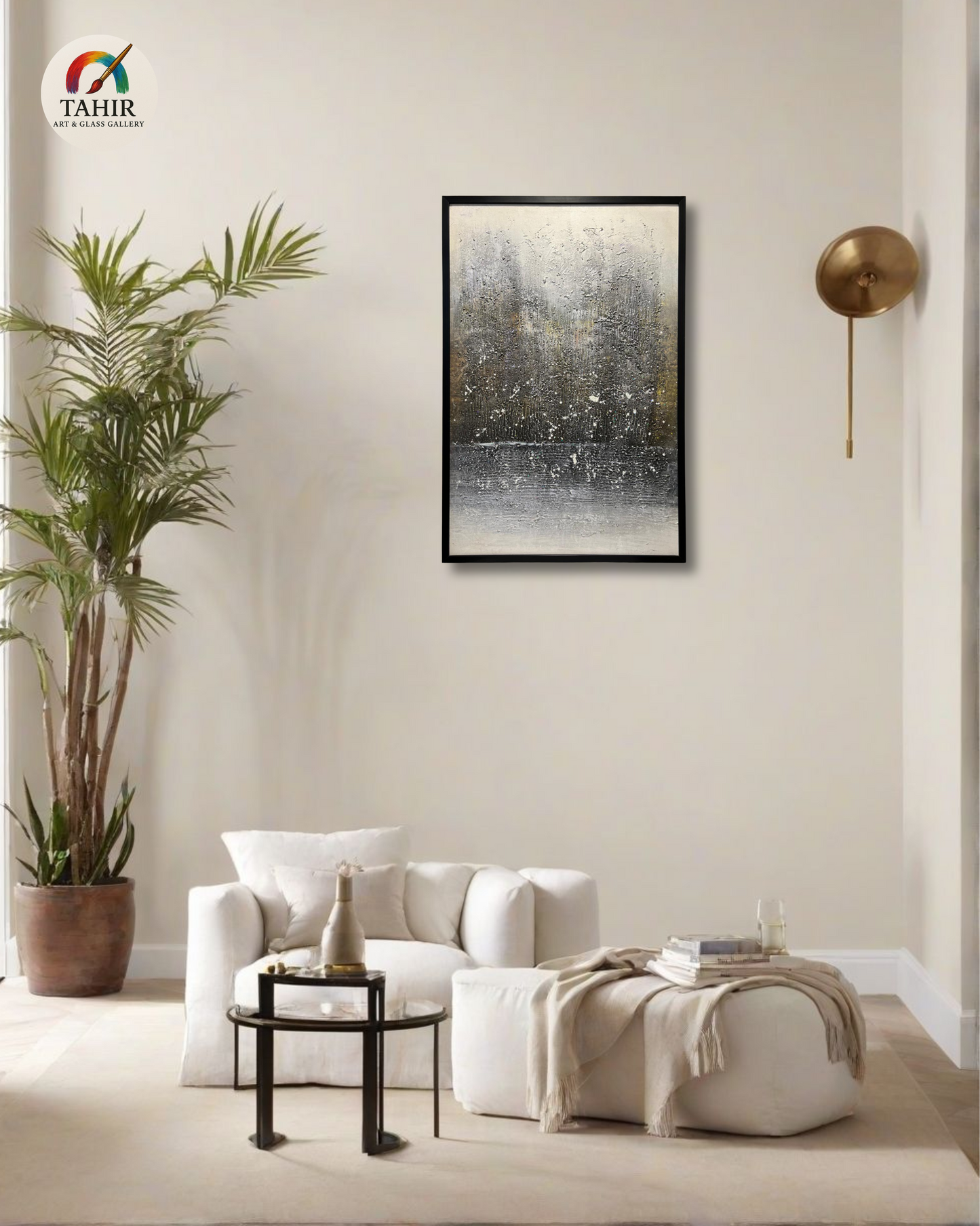 Textured Abstract Wall Art – 24x36 Inch | Monochrome Minimalist Painting