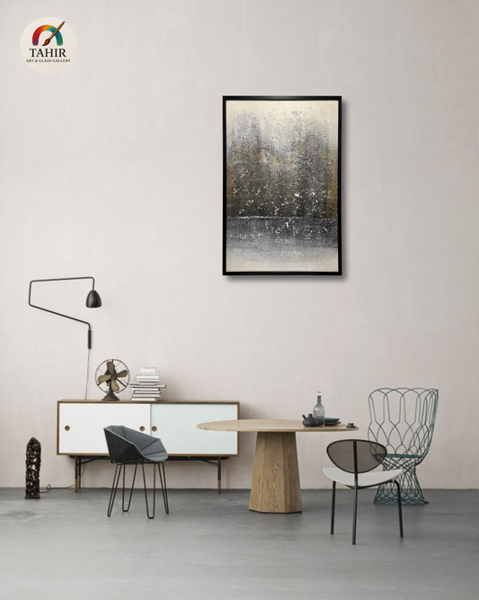 Textured Abstract Wall Art – 24x36 Inch | Monochrome Minimalist Painting