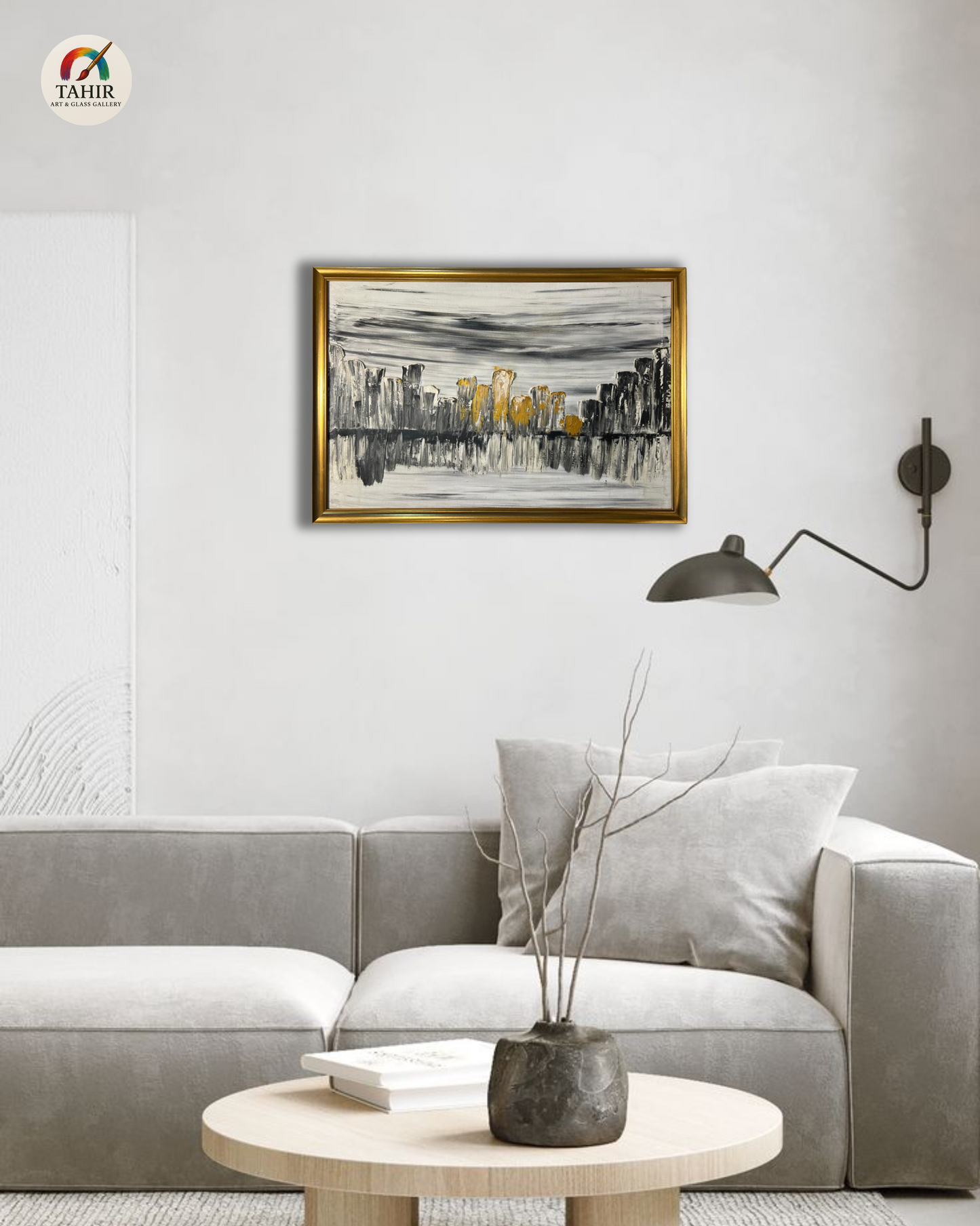 Abstract Cityscape Oil Painting – 30x42 Inches