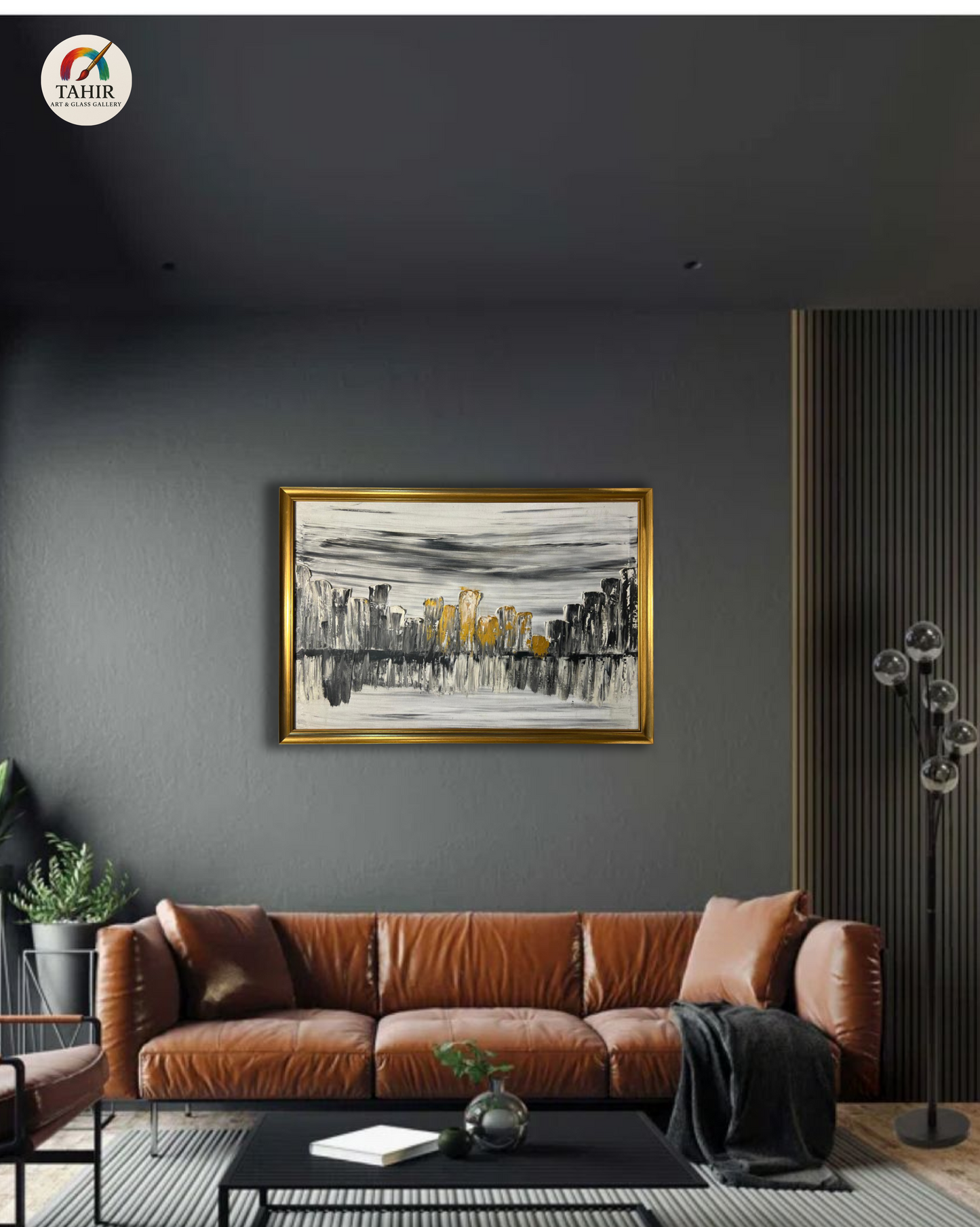 Abstract Cityscape Oil Painting – 30x42 Inches