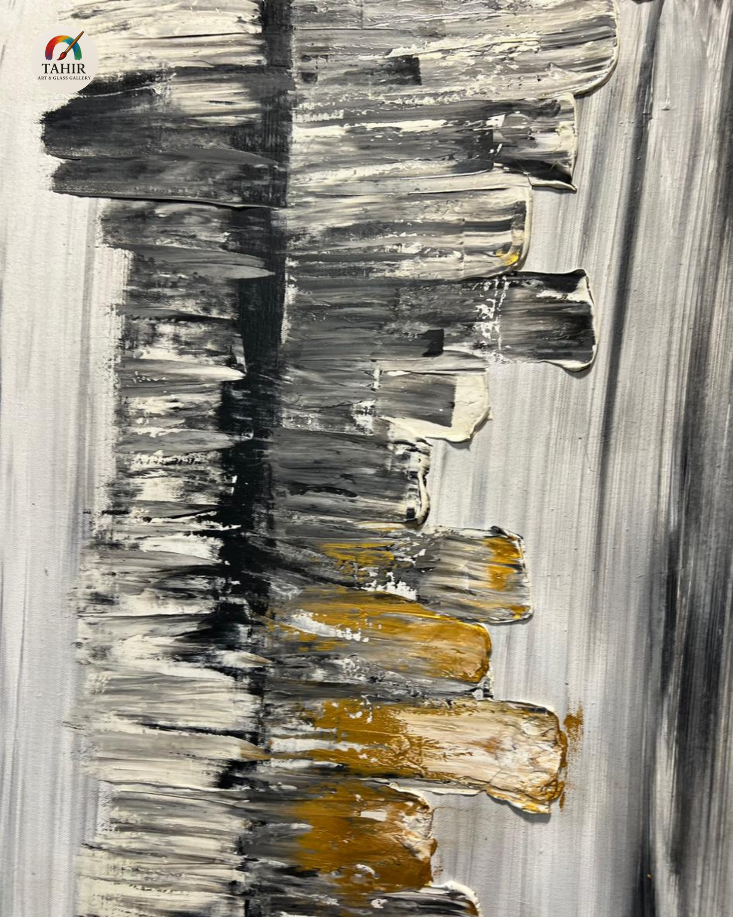 Abstract Cityscape Oil Painting – 30x42 Inches