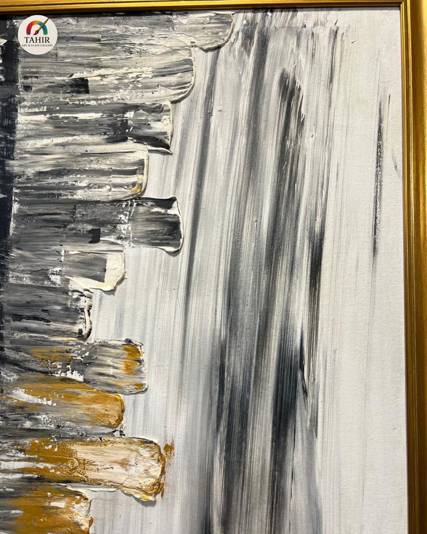 Abstract Cityscape Oil Painting – 30x42 Inches