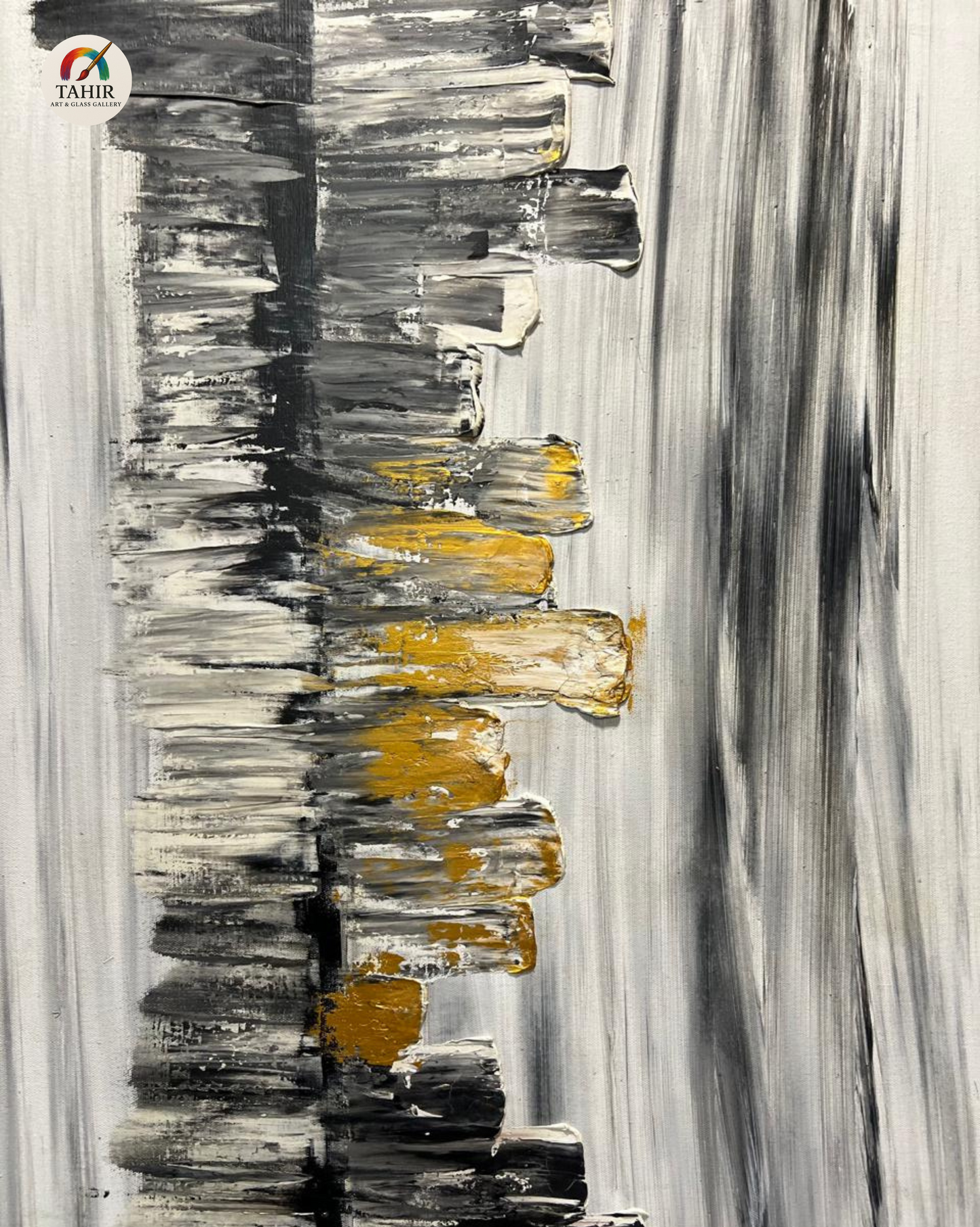 Abstract Cityscape Oil Painting – 30x42 Inches