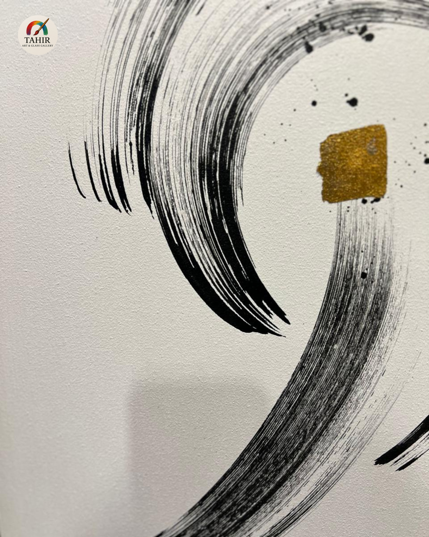 Golden & Black Brushstroke Abstract Painting – Modern Wall Décor set of 2