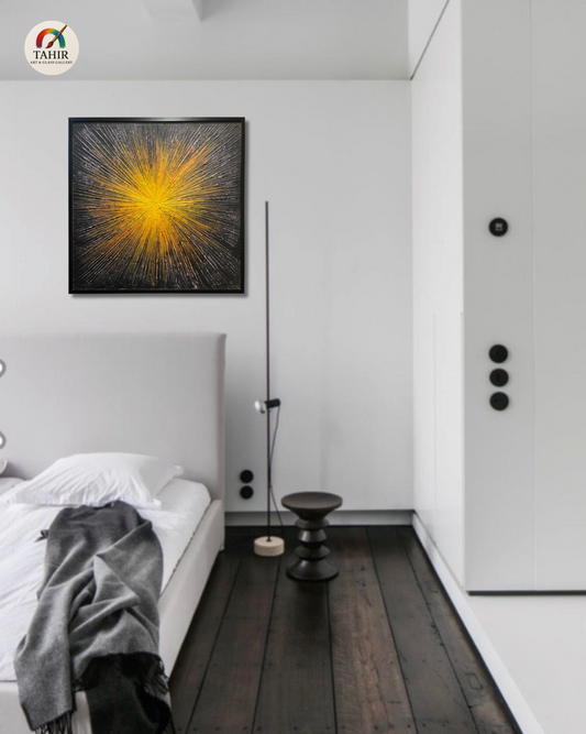 "Imported Radiant Burst – Handcrafted Textured Wall Art" 30 × 30 inches