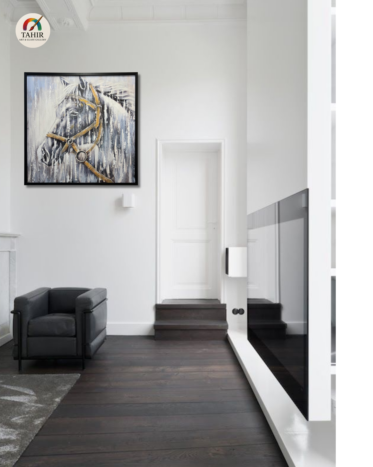 "Imported Majestic Horse – Hand-Painted Textured Wall Art" 30 × 30 inches