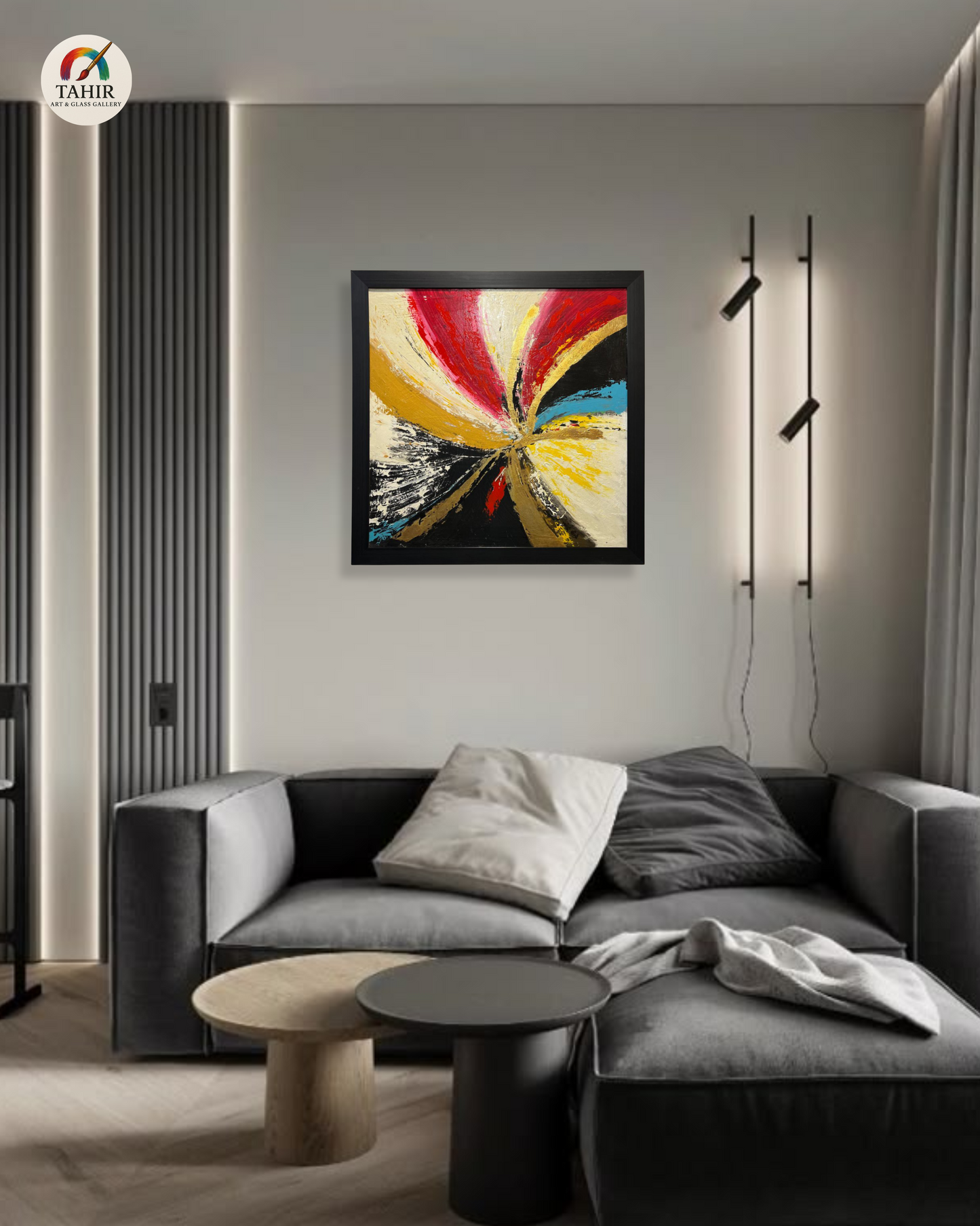 "Imported Color Burst – Bold Hand-Painted Abstract Wall Art" 42 × 42 inches
