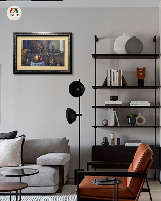 Oriental Still Life Canvas Print – 18x24 Inches | Framed Vintage Art with Traditional Elements