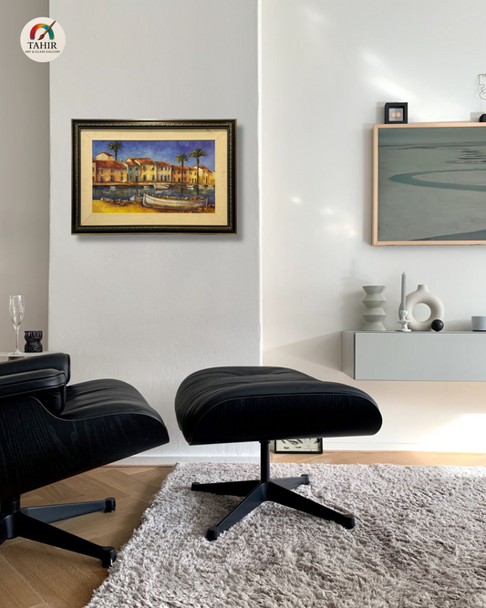 Mediterranean Harbor Sheet Print – 18x24 Inches | Framed Coastal Landscape Art