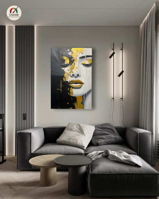 Modern Abstract Female Portrait – 24x36 Inches – Unframed Canvas oil Painting