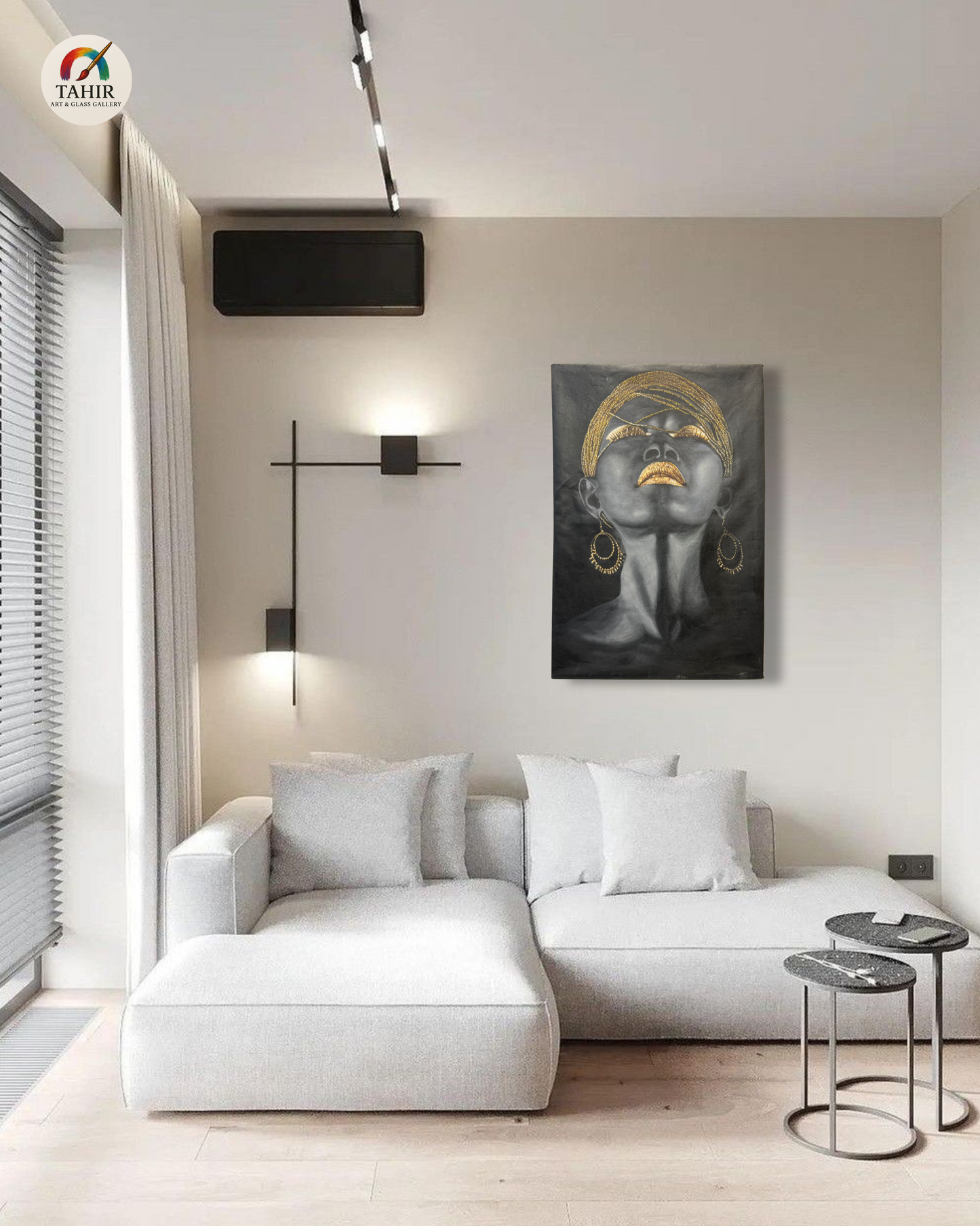 Black & Gold African-Inspired Portrait β 24x36 Inches β Unframed Canvas oil Painting