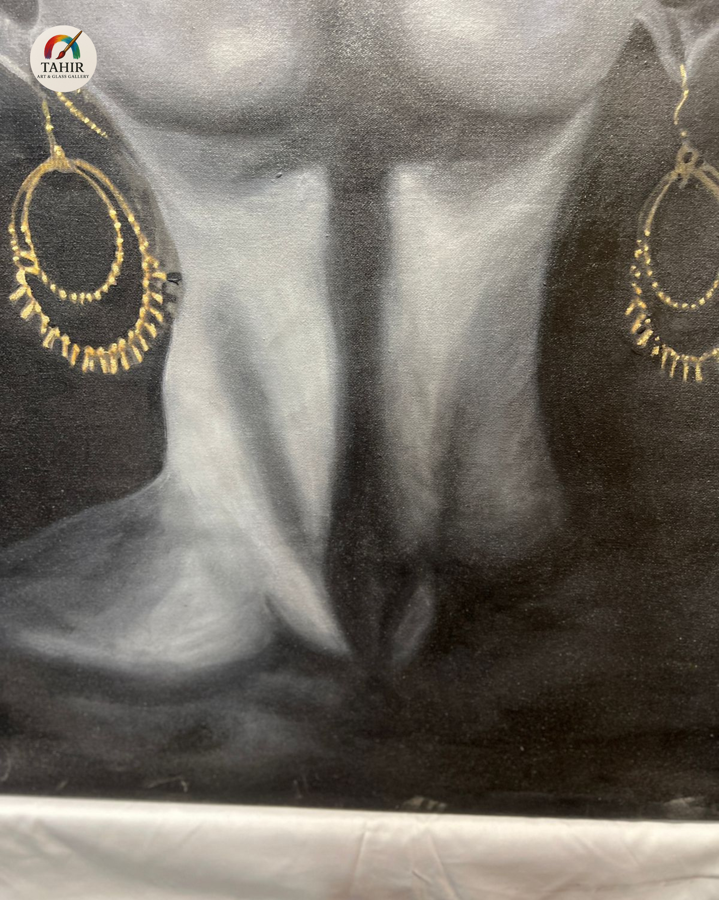 Black & Gold African-Inspired Portrait β 24x36 Inches β Unframed Canvas oil Painting