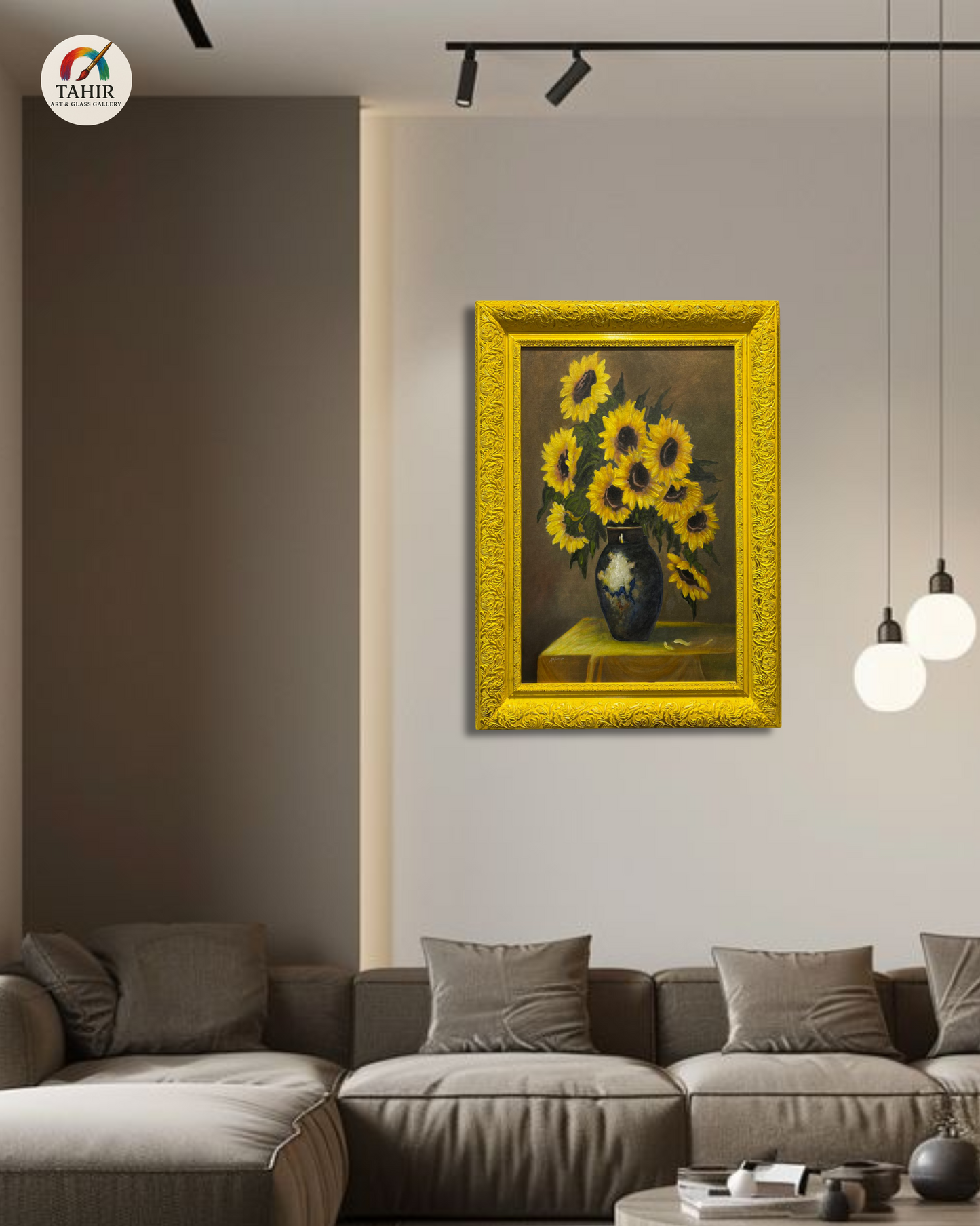 Vintage Sunflower Vase Painting – 24x36 Inches – Framed Canvas Art
