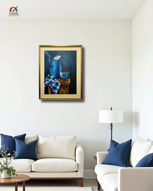 "Still Life with Cherries & Blue Jug – Classic Wall Art (24 x 30 Inches)"