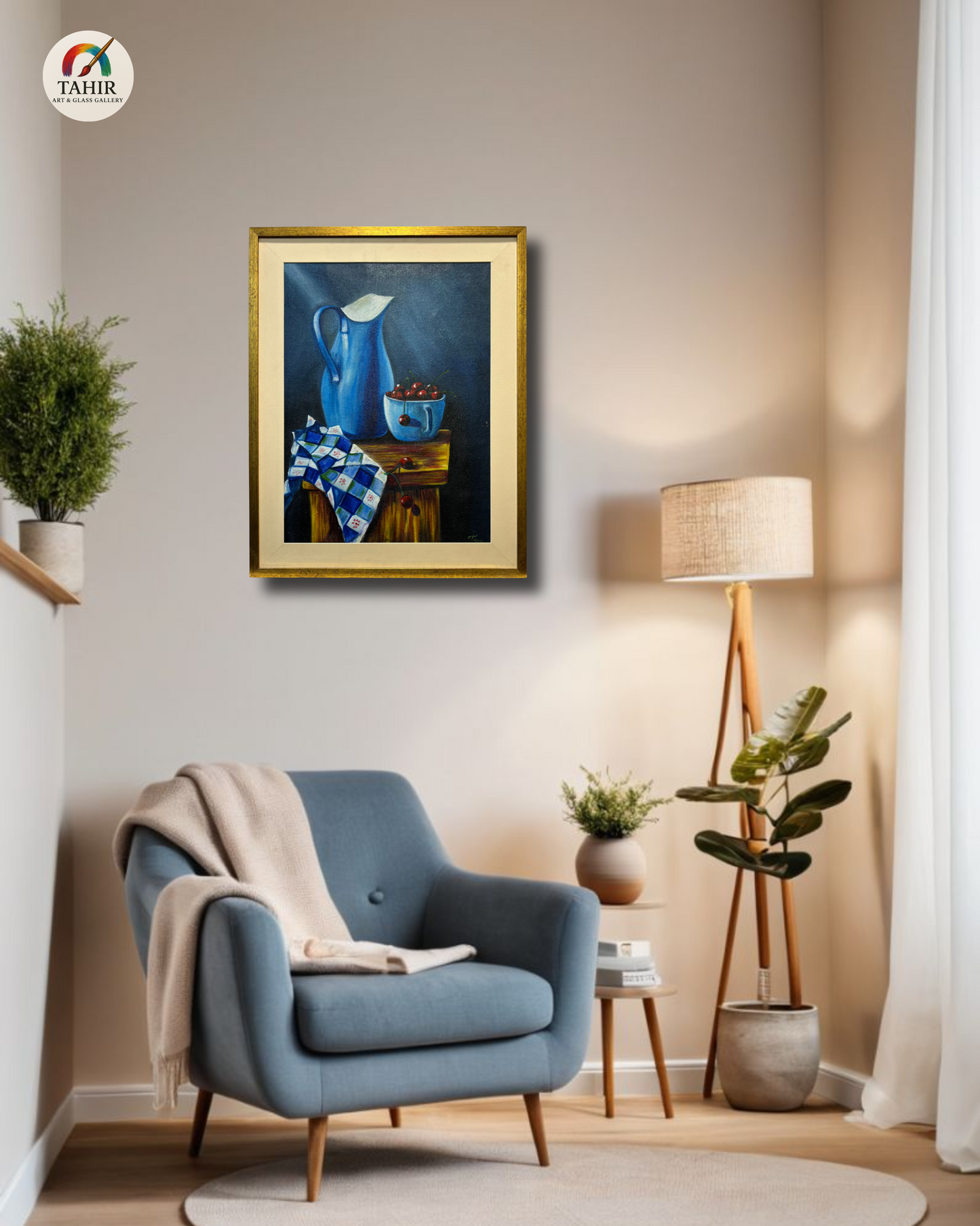 "Still Life with Cherries & Blue Jug – Classic Wall Art (24 x 30 Inches)"
