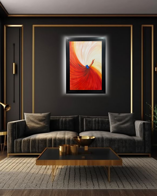 "Whirl of Devotion – Sufi Dervish Handmade Painting (30x42”)