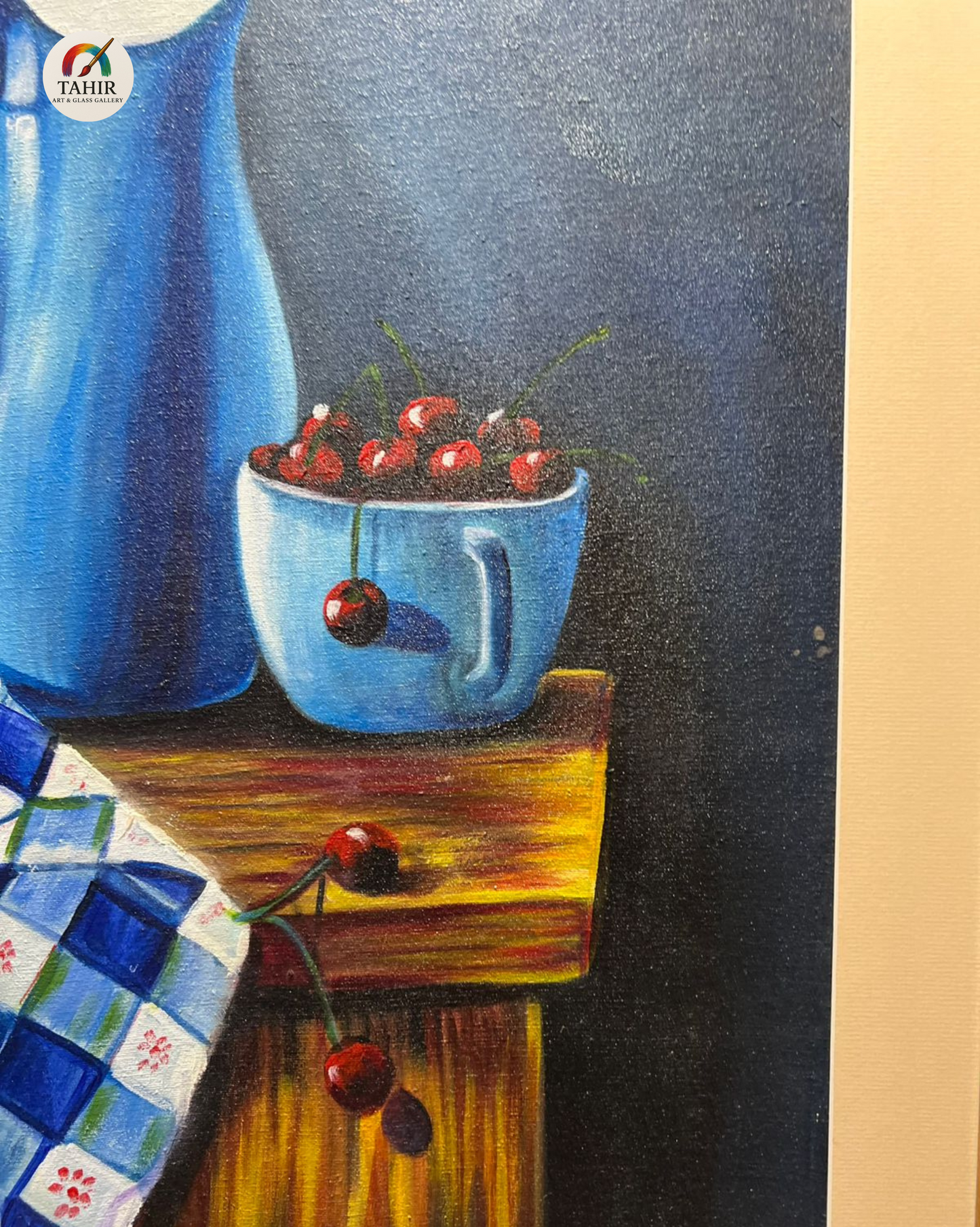 "Still Life with Cherries & Blue Jug – Classic Wall Art (24 x 30 Inches)"