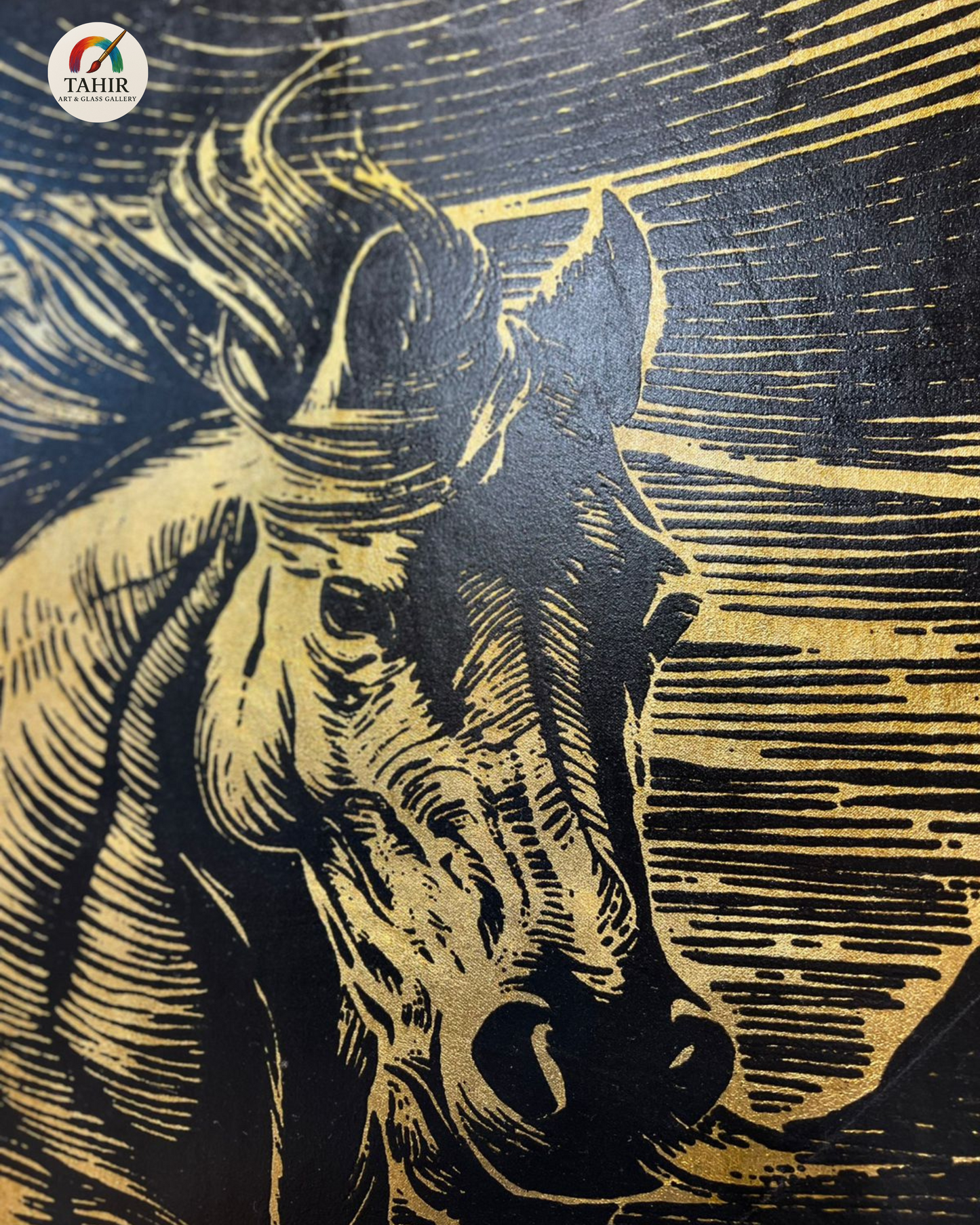 "Golden Gallop" – 30x42" Horse Portrait on Gold Leaf | Bold Equine Wall Art
