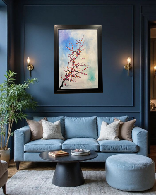 "Whispers of Spring – Handmade Blossom Tree Painting (30x42”)