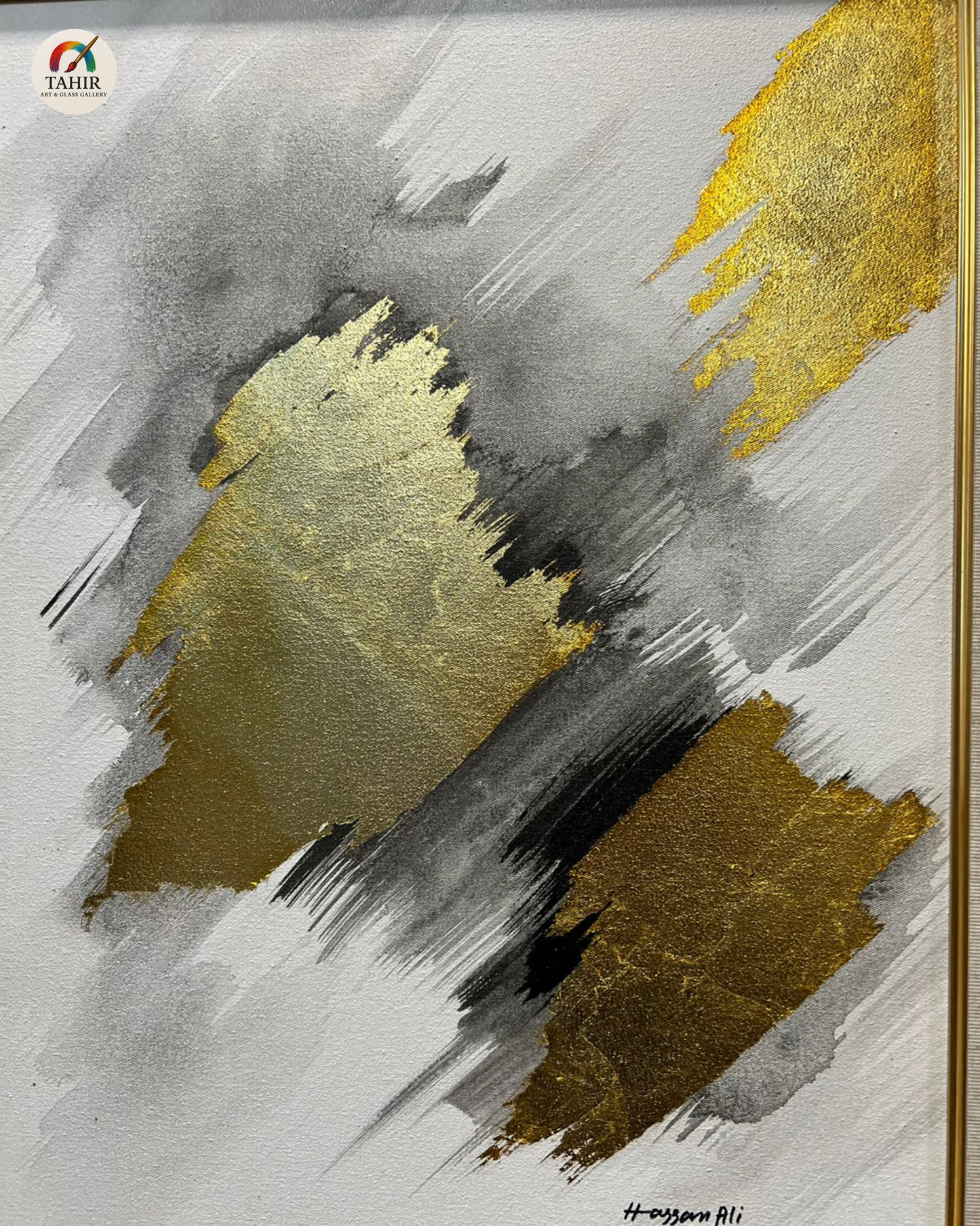 "Golden Abstract Harmony β 18x24 Double Framed Wall Art (Set of 2)"