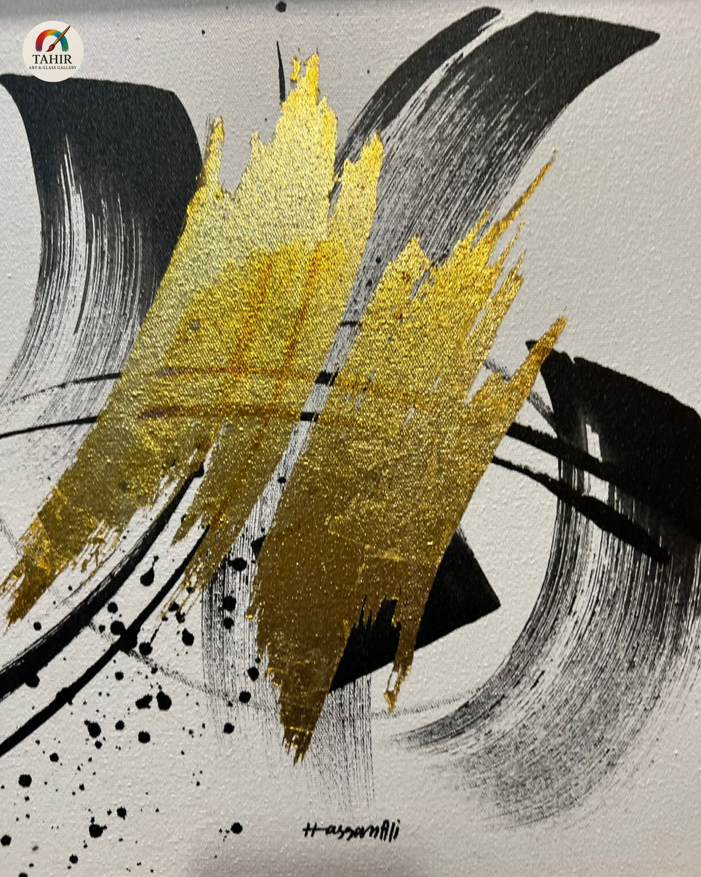 "Golden Abstract Harmony β 18x18 Double Framed Art (Set of 2)"