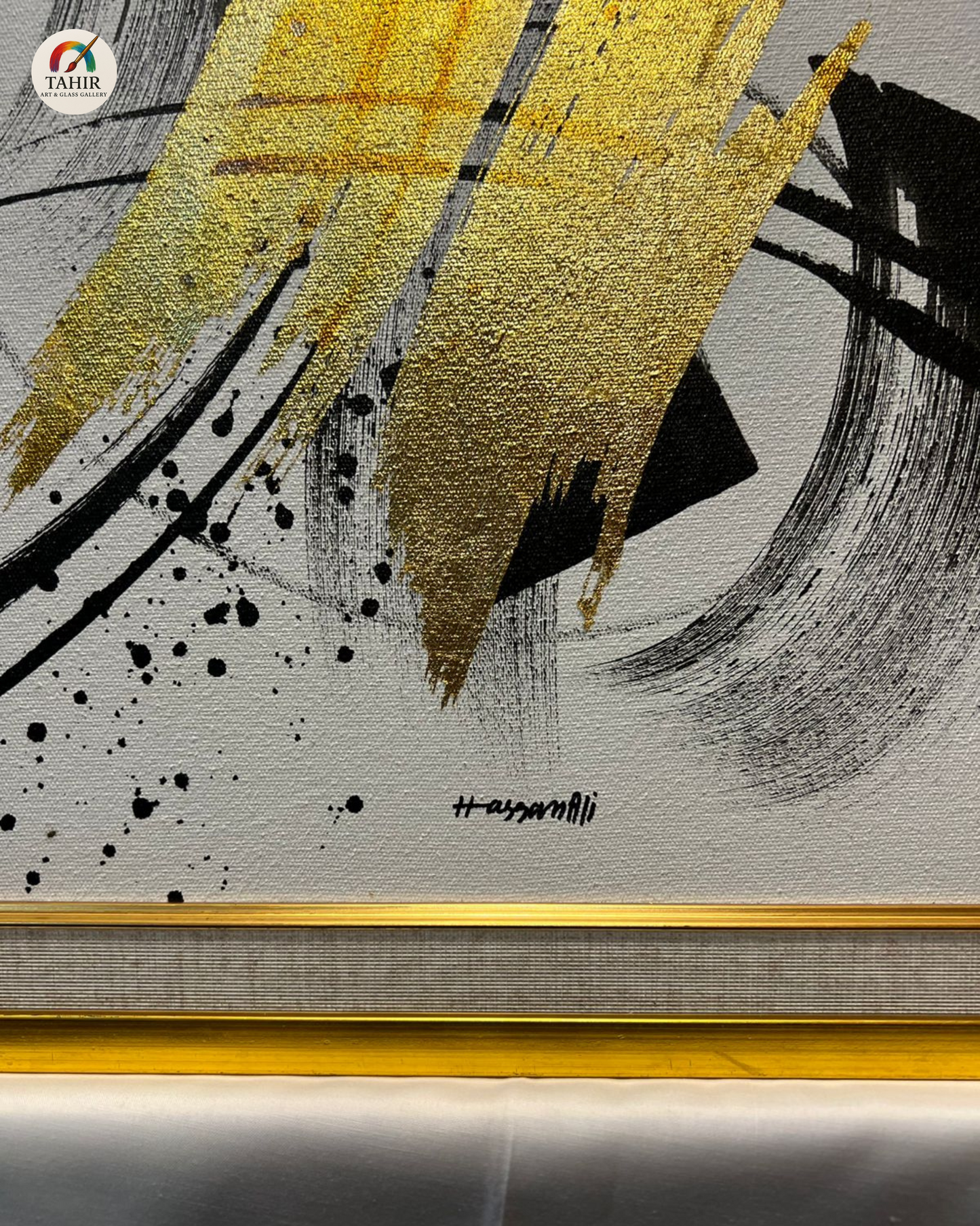 "Golden Abstract Harmony β 18x18 Double Framed Art (Set of 2)"