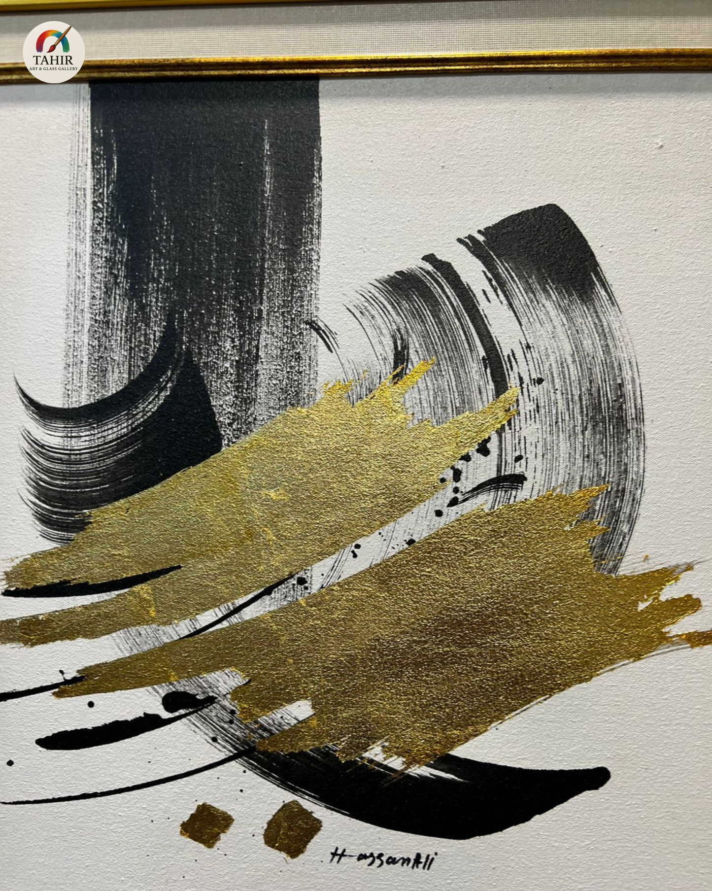 "Golden Abstract Harmony β 18x18 Double Framed Art (Set of 2)"