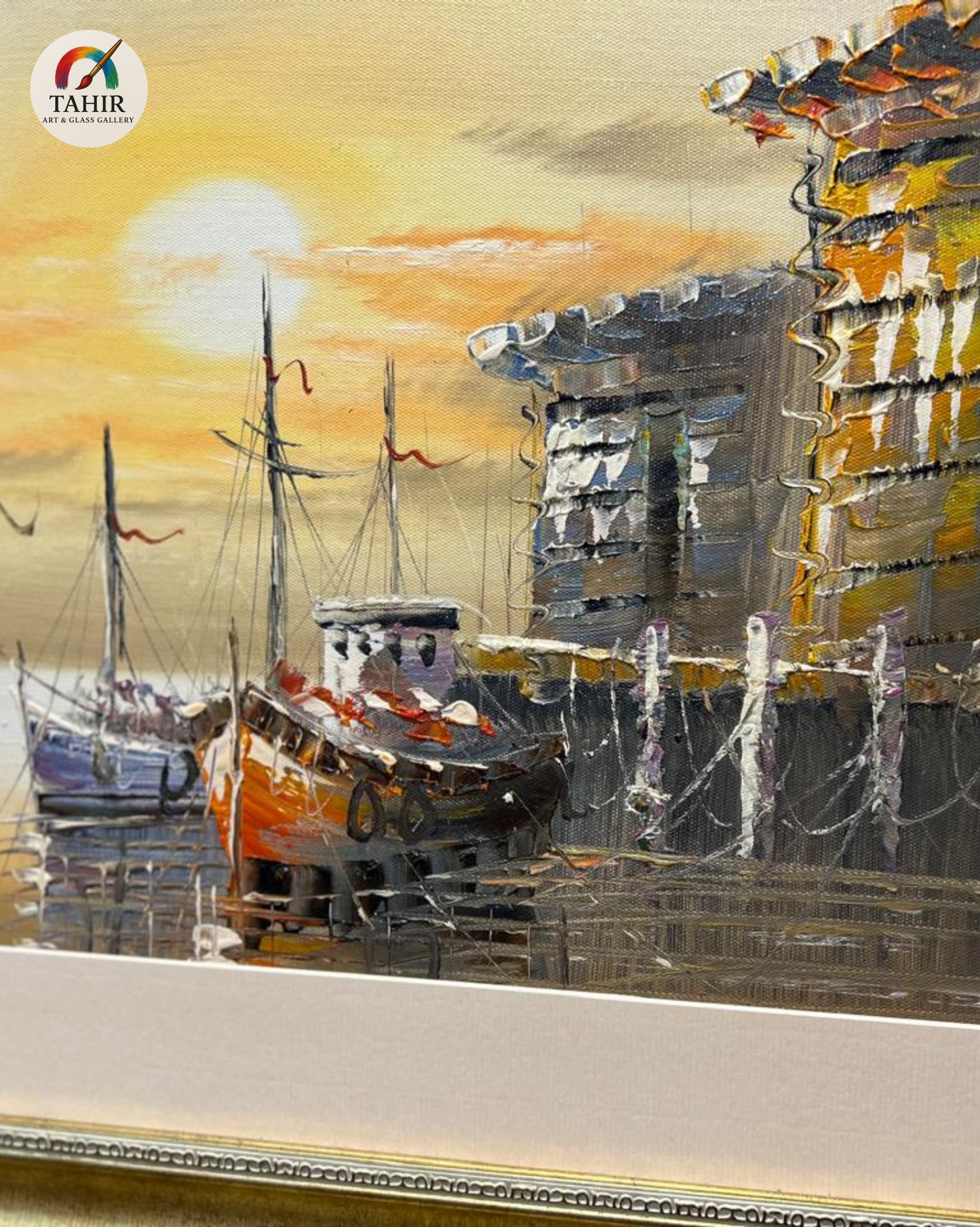 ๐ค Sunset Boat Scenery Wall Art โ 18x24" | Framed Painting for Home Dรฉcor ๐ผ๏ธ๐