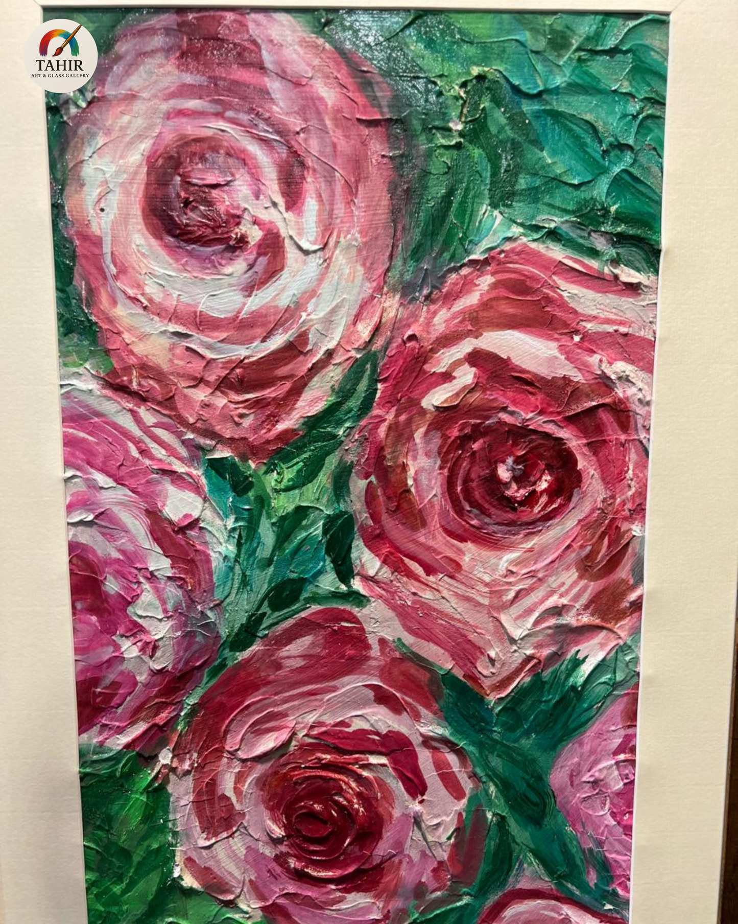 🌸 Floral Wall Art – Set of 3 | Pink Rose Paintings with Golden Frame 🖼️💐