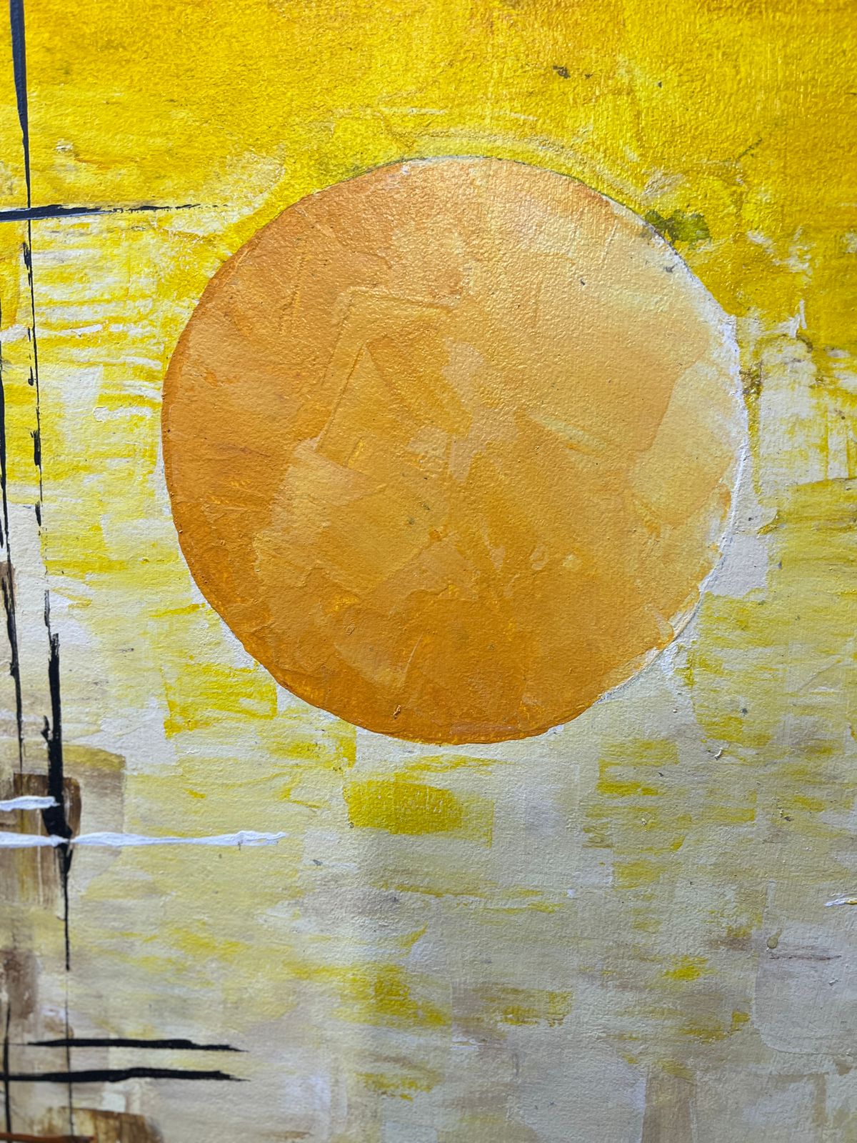 Handmade Oil Painting on Canvas | Abstract Sun Landscape | 24x36 Inches