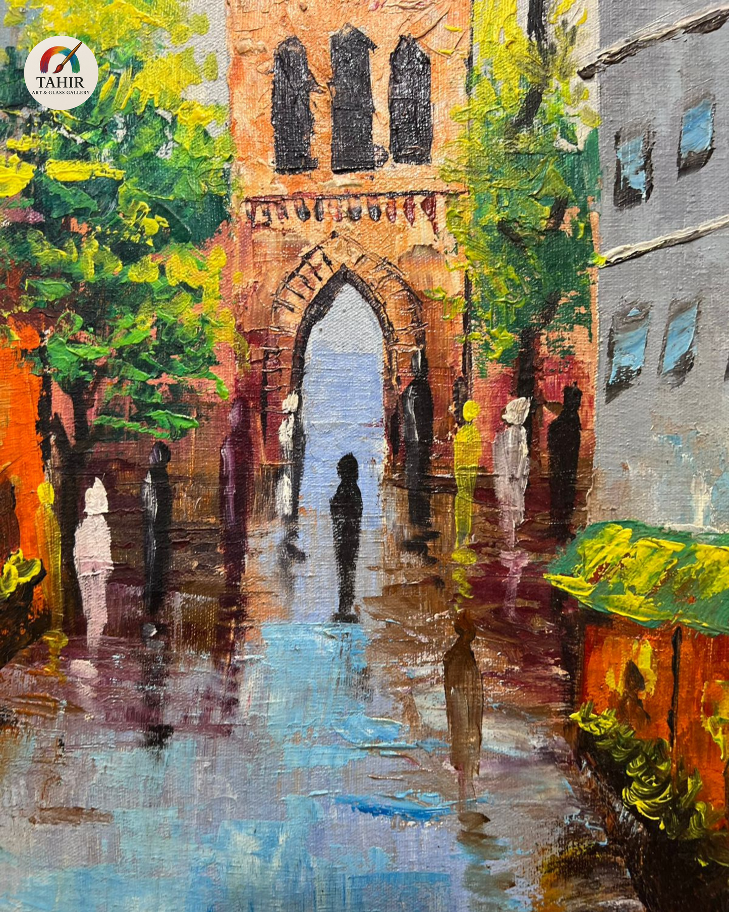 "Heritage Street View β Hand-Painted Wall Art (18 x 30 Inches)"