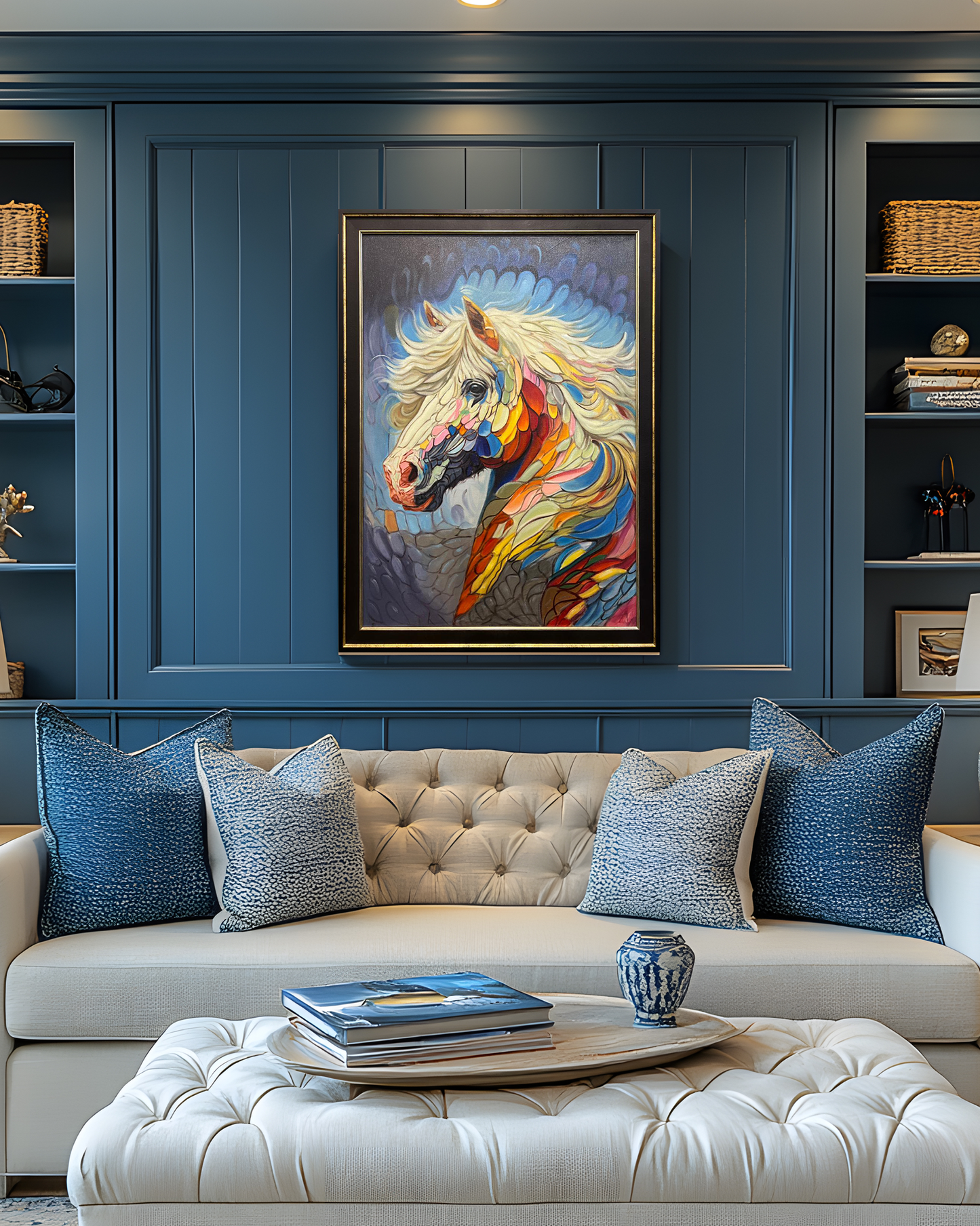 Colorful Spirit Horse – Handmade Oil Painting 30×42 in