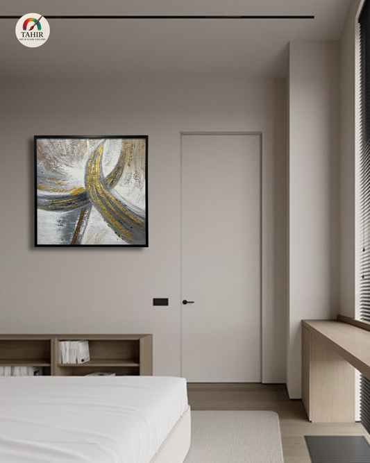 "Imported Luxe Flow – Hand-Painted Abstract Textured Wall Art" 36 × 36 inches