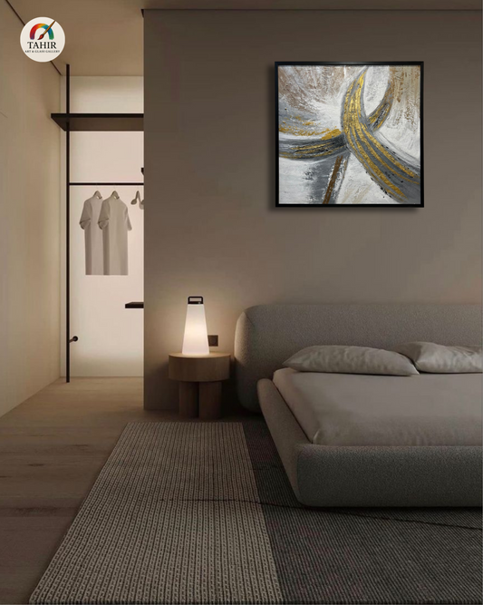 "Imported Luxe Flow – Hand-Painted Abstract Textured Wall Art" 36 × 36 inches