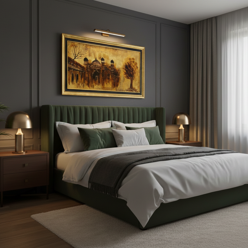 Handmade Architectural Oil Painting on Canvas | Heritage Palace Art | 30x54 in