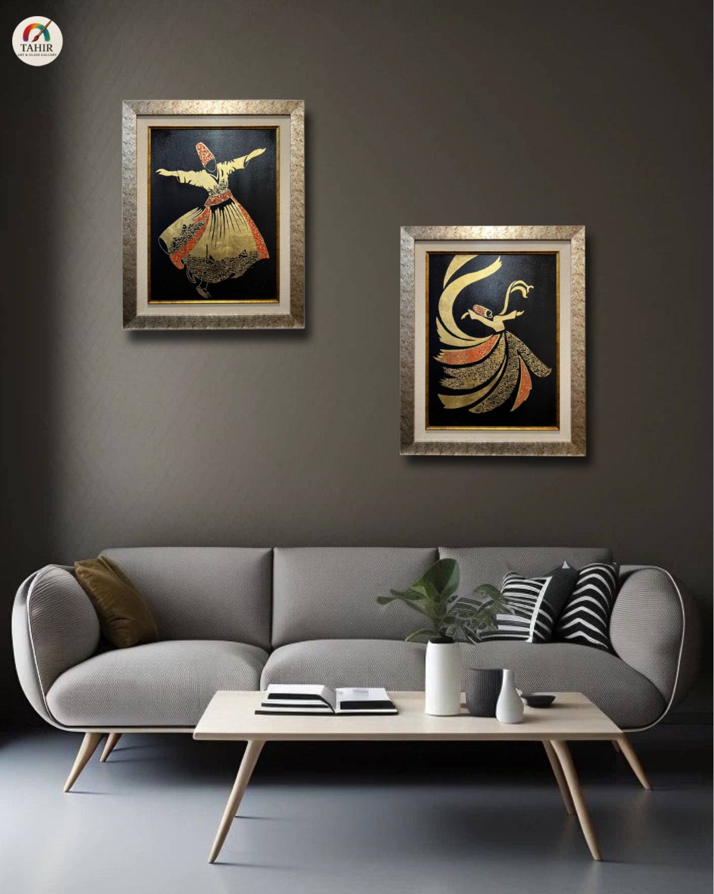 "Whirling Dervish Sufi Dance Wall Frame Set – 24x30 Inches"