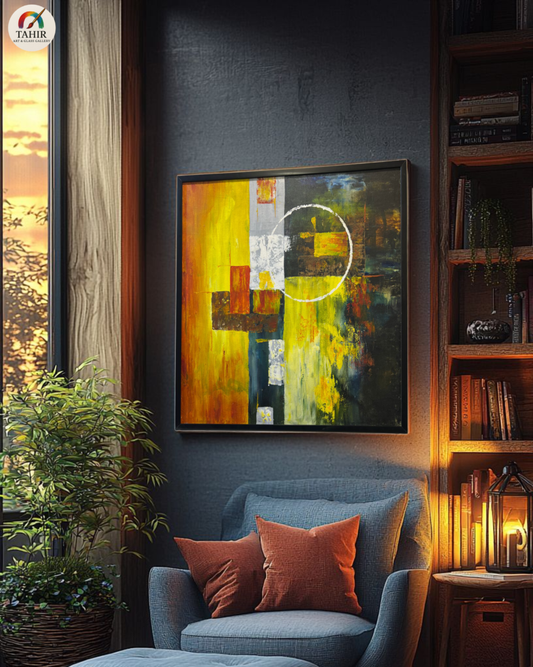 Abstract Geometric Painting – Modern Wall Art (30 x 30 inches)