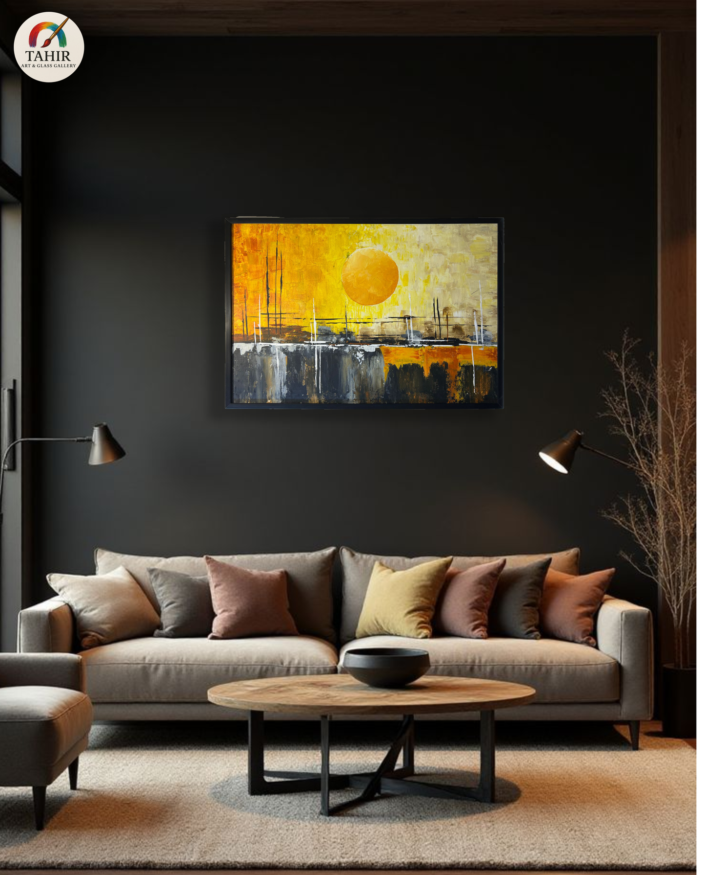 Handmade Oil Painting on Canvas | Abstract Sun Landscape | 24x36 Inches
