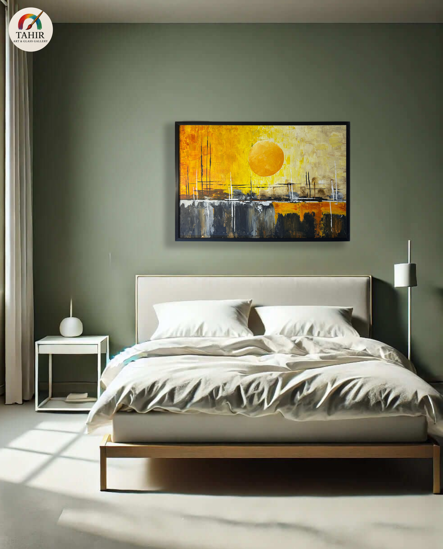 Handmade Oil Painting on Canvas | Abstract Sun Landscape | 24x36 Inches