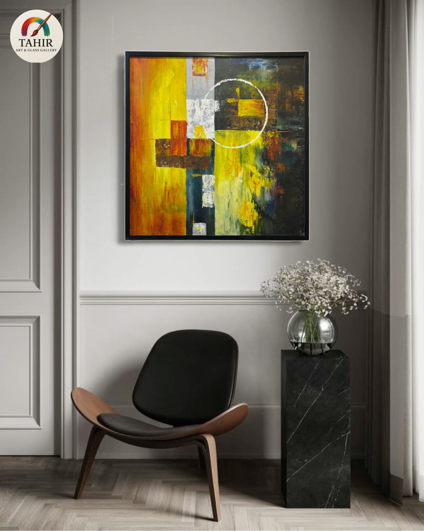 Abstract Geometric Painting – Modern Wall Art (30 x 30 inches)