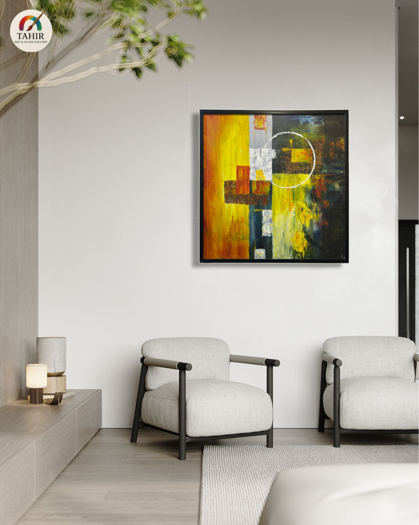 Abstract Geometric Painting – Modern Wall Art (30 x 30 inches)