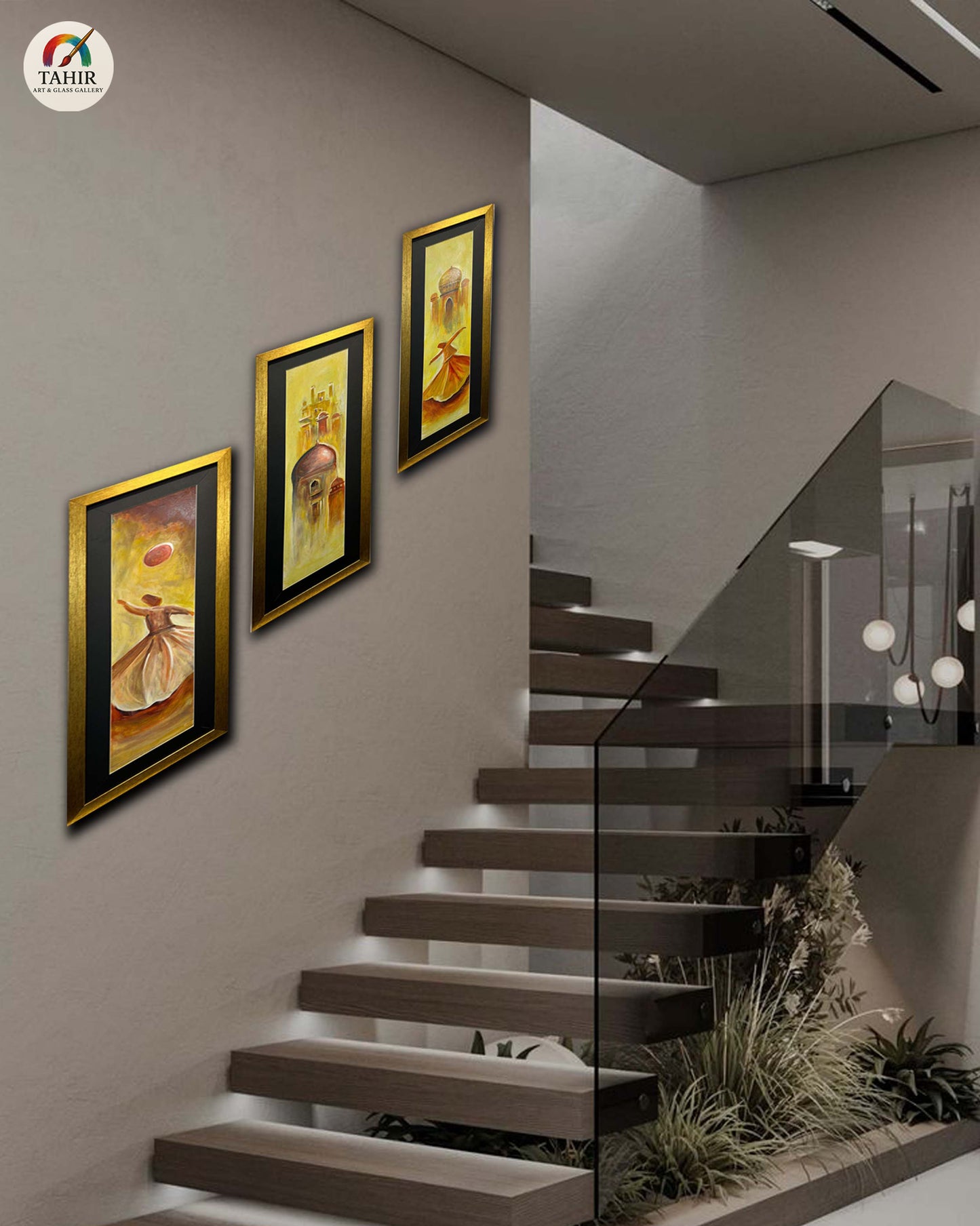 "Whirling Soul – Sufi & Islamic Architecture Triptych (Set of 3 | 12 x 30 Inches Each)"
